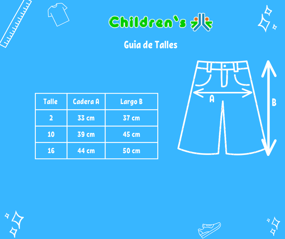 Tabla de talles — Bermuda de Gabardina con Bolsillos Tipo Cargo