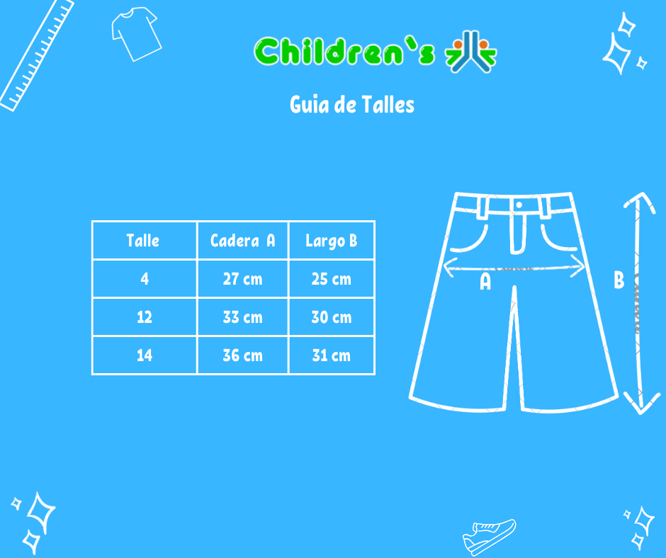 Tabla de talles — Bermuda Gabardina Bolsillo Cargo