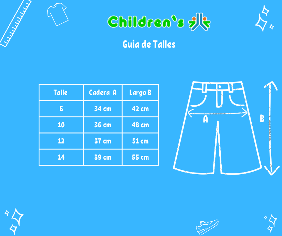 Tabla de talles — Bermuda de Gabardina Spandex