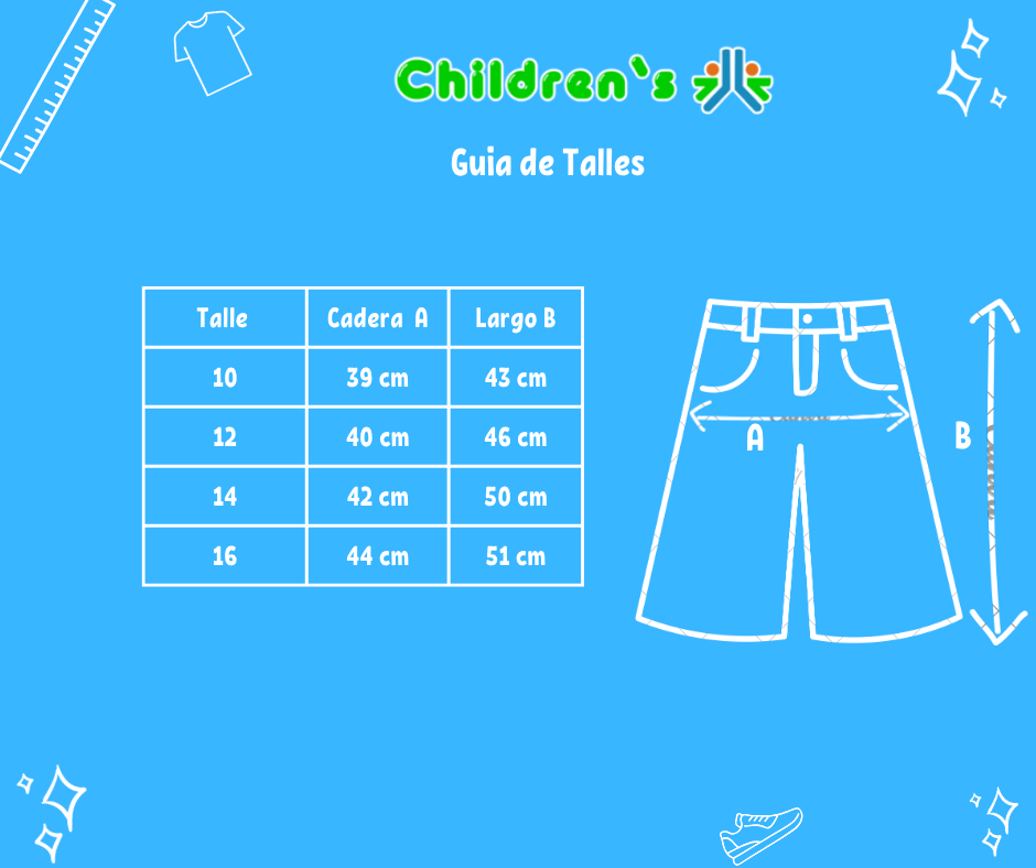Tabla de talles — Bermuda de Gabardina con Bolsillo Cargo