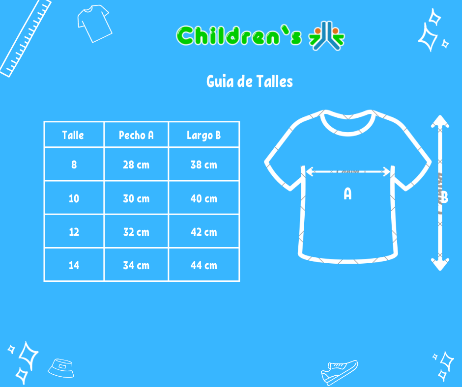 Tabla de talles — Remera Manga Corta Estampado Tipo Historieta