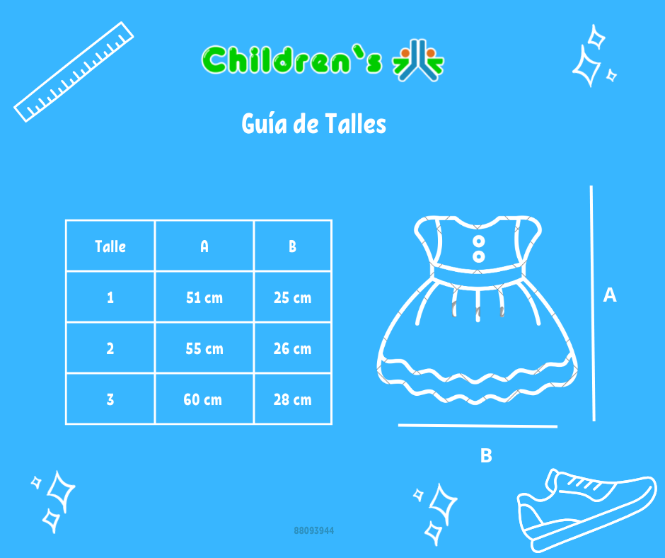 Tabla de talles — Vestido de Bautismo Tul Bordado