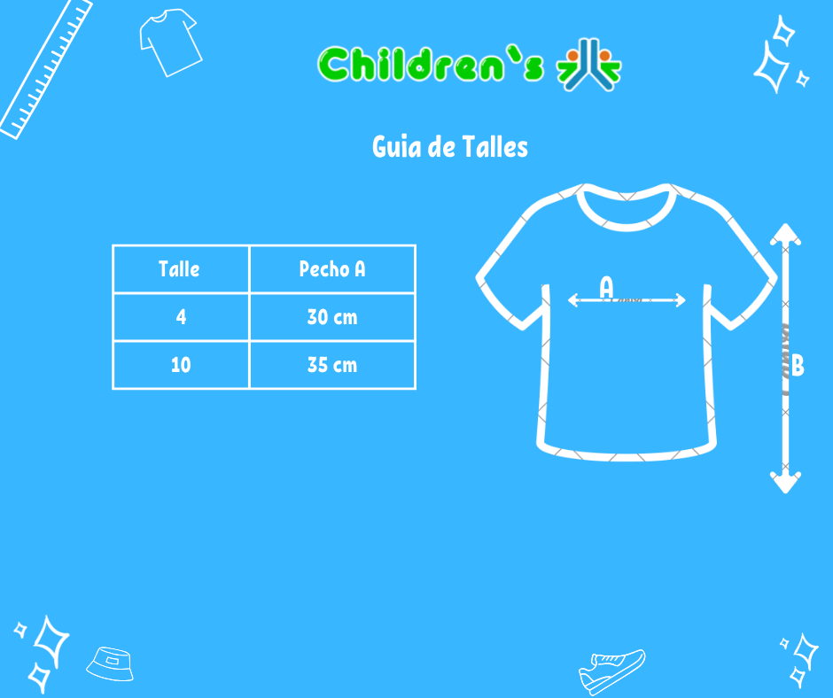 Tabla de talles — Remera Nena Paradise Viscosa M/C