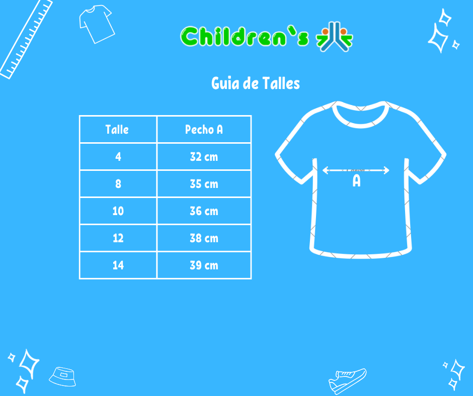 Tabla de talles — Remera Nena Flor Tachas M/C