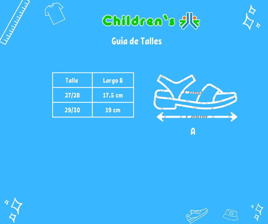 Tabla de talles — Sandalia de Goma con Doble Velcro