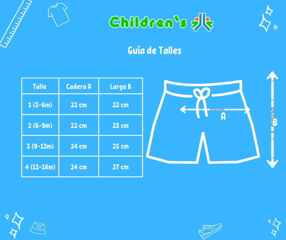 Tabla de talles — Short de Jean con Lentejuelas Bordadas Cutie