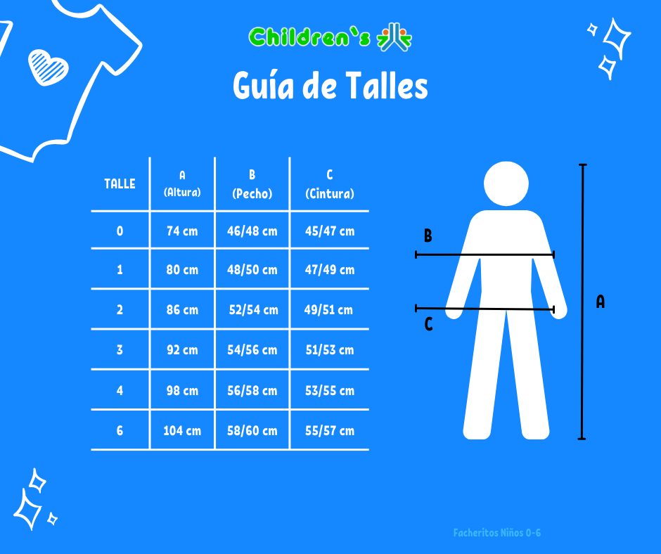 Tabla de talles — Campera de Microfibra y Wata con Capucha Desmontable