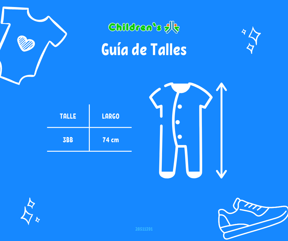 Tabla de talles — Jardinero Termico con Wata Combinado Bordado Oso y Perro