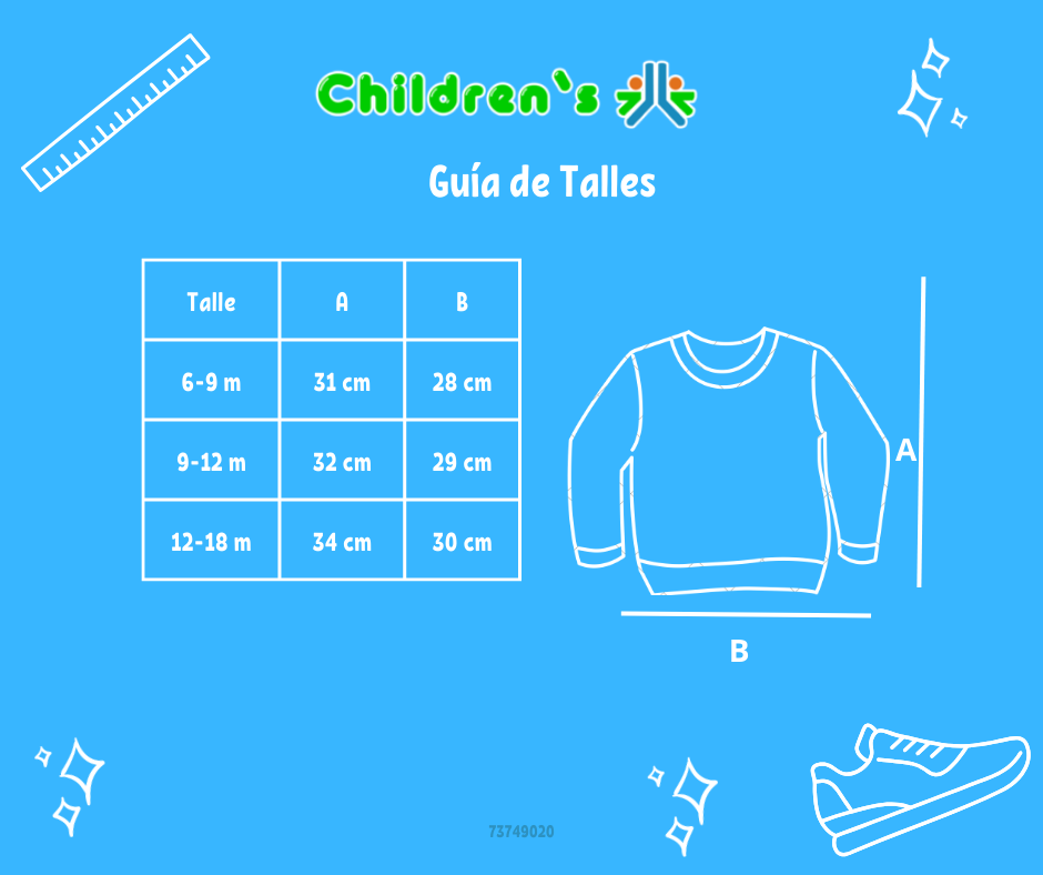 Tabla de talles — Buzo Algodon Frizado Estampado Jirafa