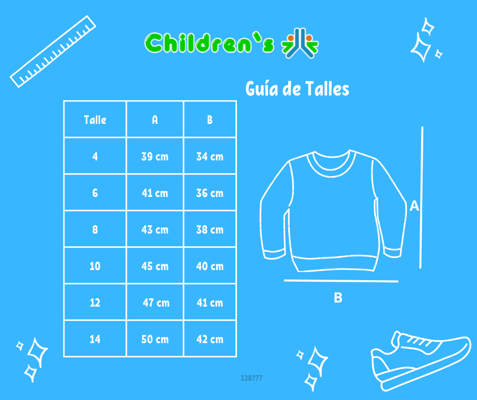 Tabla de talles — Buzo Nena Con Tachas