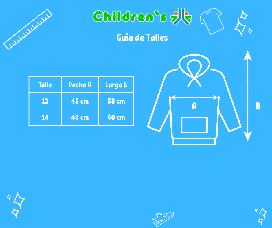 Tabla de talles — Buzo Polar con Cierre Bordado Flores y Detalles en Acetato