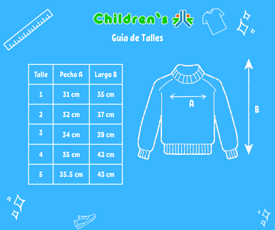 Tabla de talles — Buzo Polar con Oso Bordado y Aplique de Orejitas