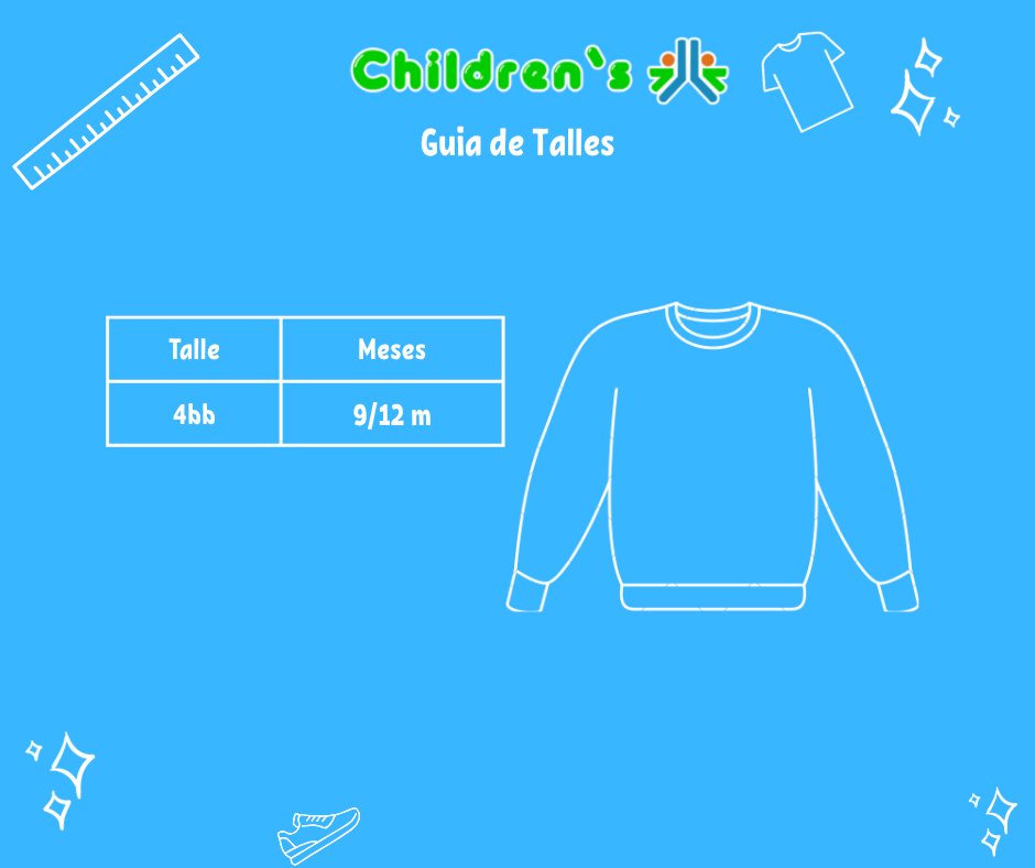 Tabla de talles — Buzo 1/2 Polera Polar Bordado Muñeca