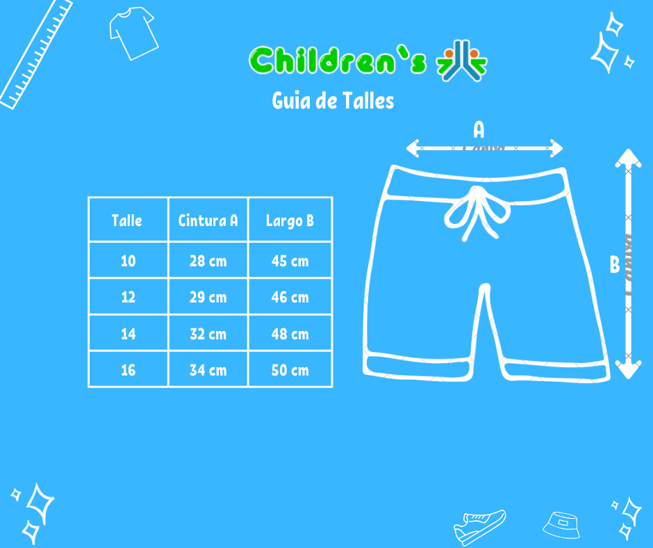 Tabla de talles — Bermuda de Baño Combinado Estampado Con Suspensor