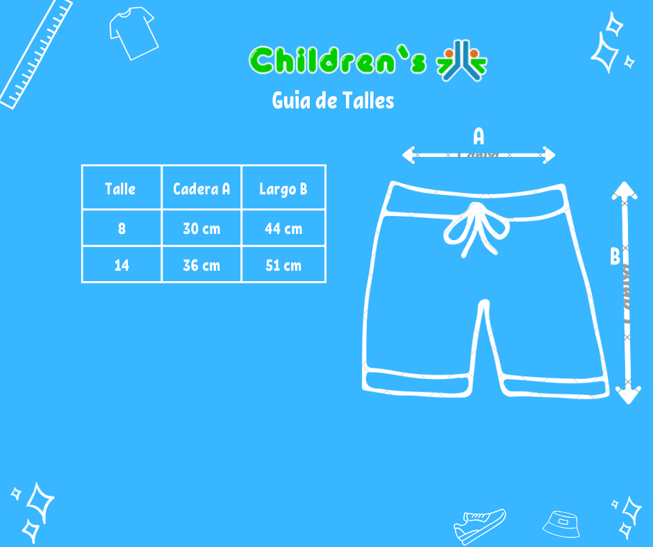 Tabla de talles — Bermuda de Baño Suft De Polieste Con Supensor y Cintura Regulable
