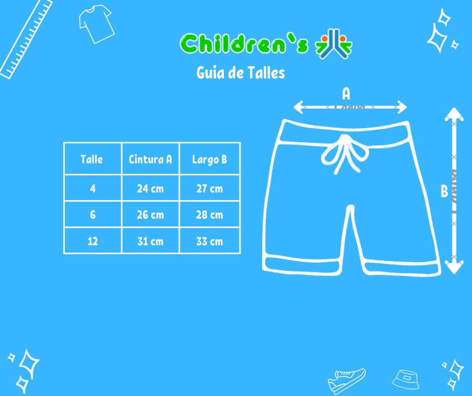 Tabla de talles — Short de Baño Estampado Microfifra Con Cintura Elastizada