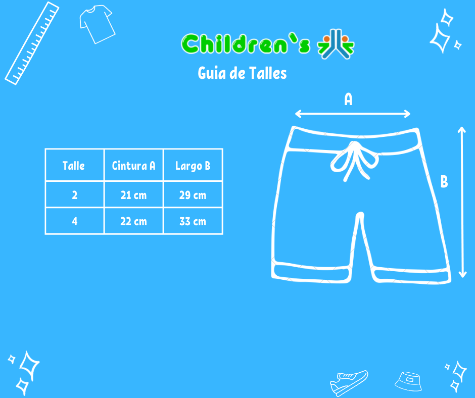 Tabla de talles — Short de Baño Con Cintura Elastizada De Polister Con Suspensor