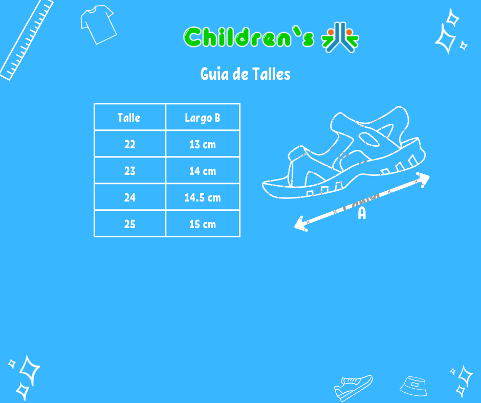 Tabla de talles — Sandalia Goma y Cuerina Doble Velcro
