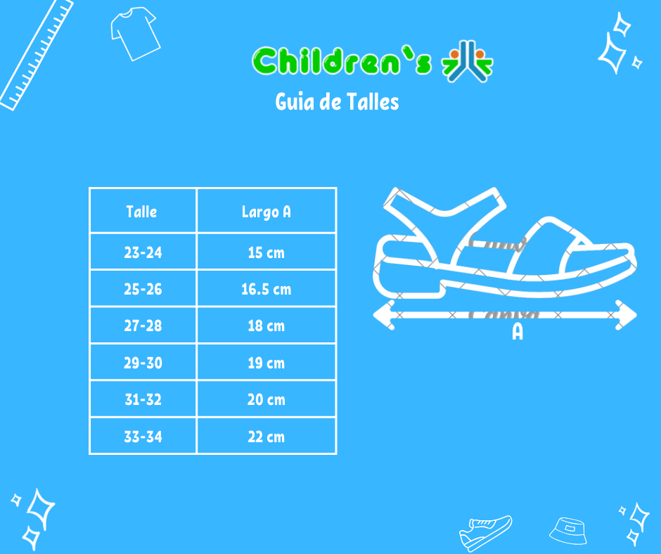 Tabla de talles — Sandalia Goma Velcro