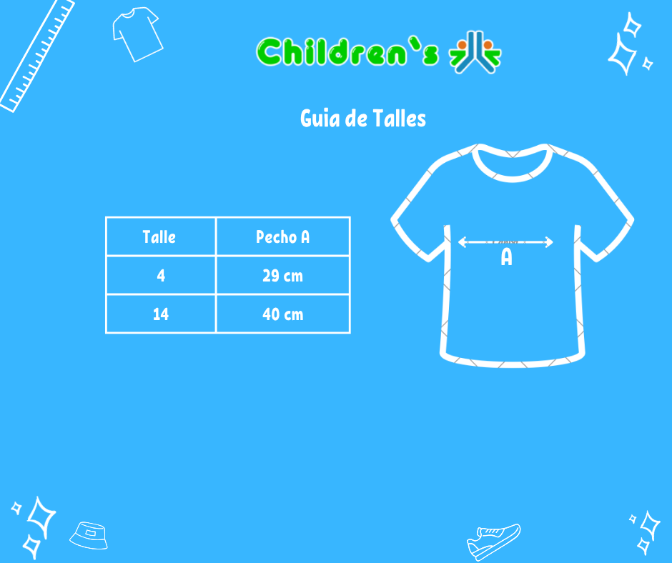 Tabla de talles — Remera Nena Arcoiris Manga Corta