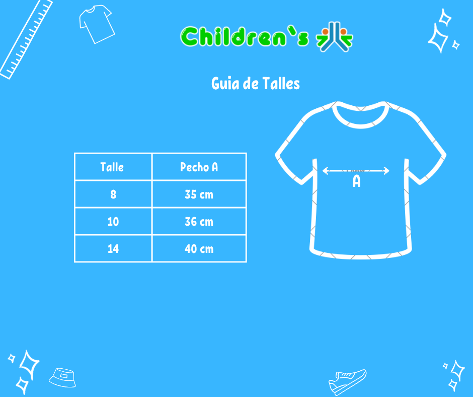 Tabla de talles — Remera Nena Unicornio Manga Corta