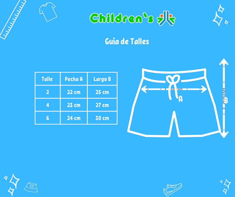 Tabla de talles — Pantalon Corto - Short liso de algodon