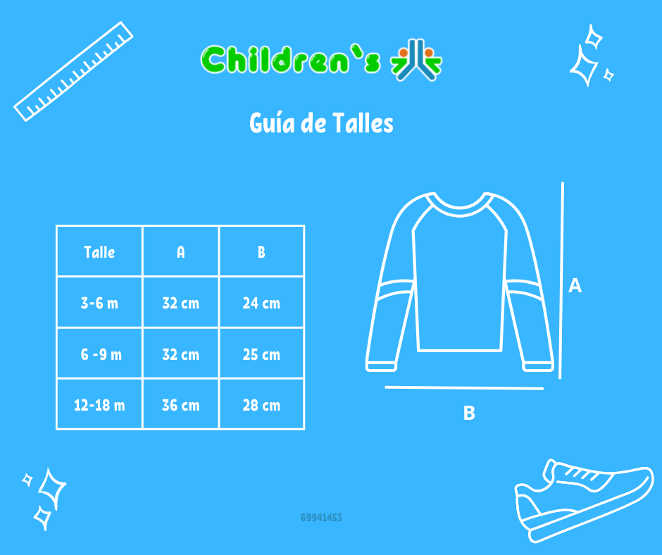 Tabla de talles — Remera Manga Larga Rayado Estampado Robot