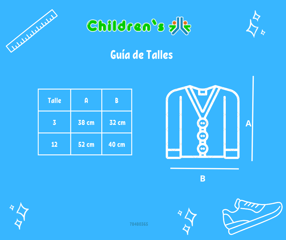 Tabla de talles — Saquito de Cashmilon Tejido Liso