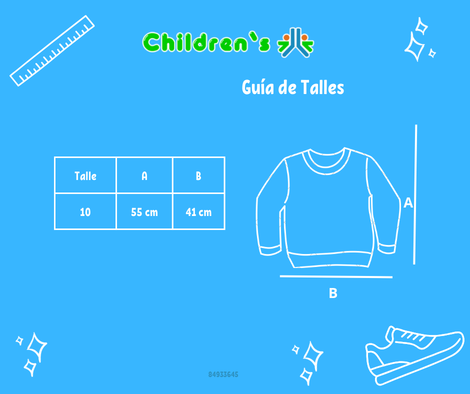 Tabla de talles — Buzo Bordado Body Girl