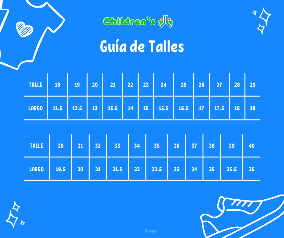Tabla de talles — Pantufla Estampada Polar con Base