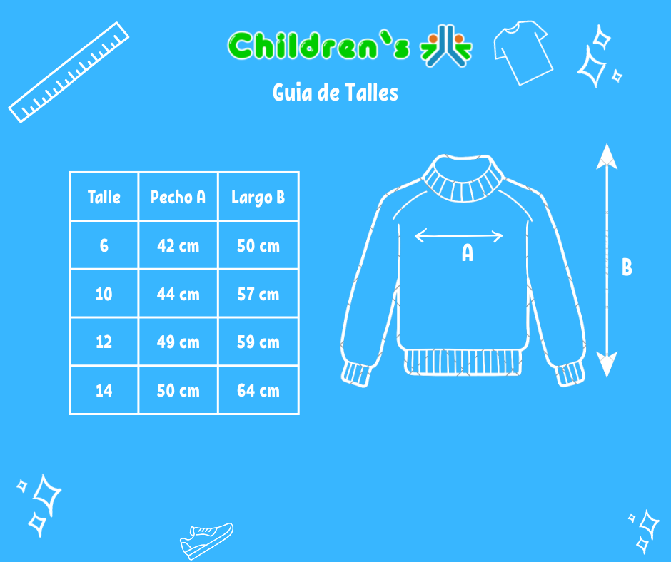 Tabla de talles — Buzo Polar Liso con Cuello y Bolsillo Frontal