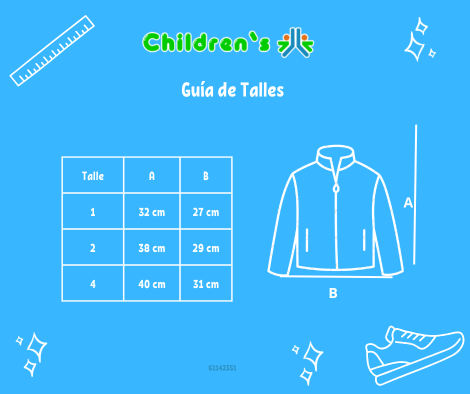 Tabla de talles — Campera Tejida con cierre bordada flor