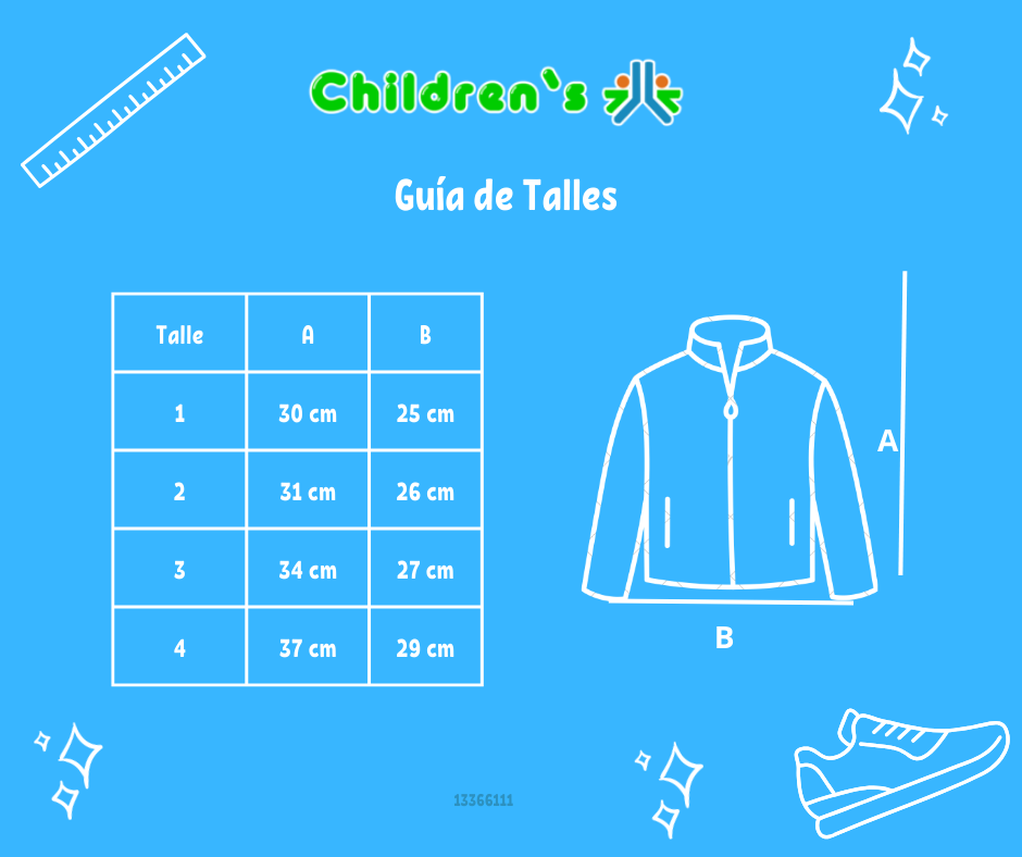 Tabla de talles — Campera Tejida con Cierre Rayada