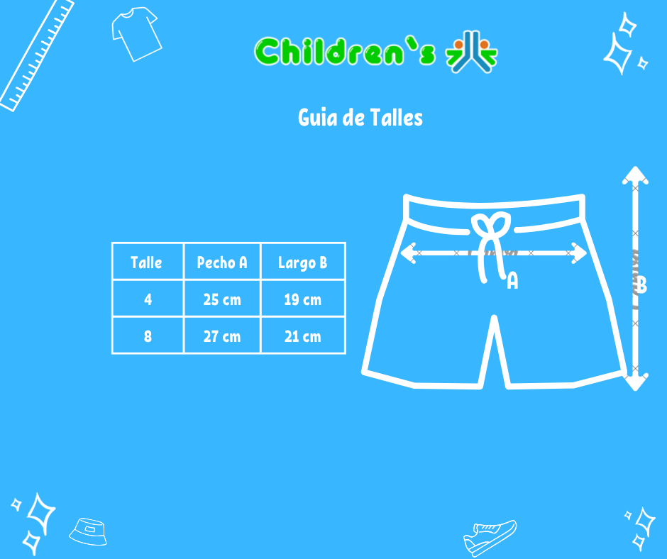 Tabla de talles — Short Elastico Estampado Patines