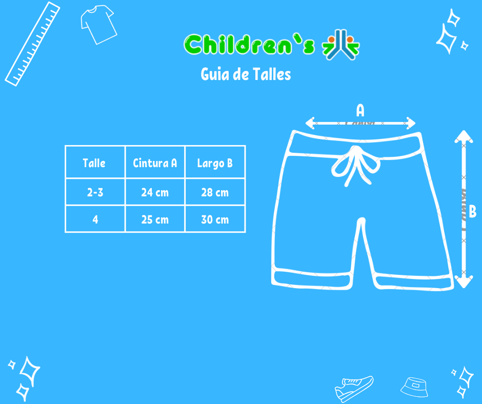 Tabla de talles — Short De Baño Poliester Con Cintura Elastiza y Regulable Con Suspensor