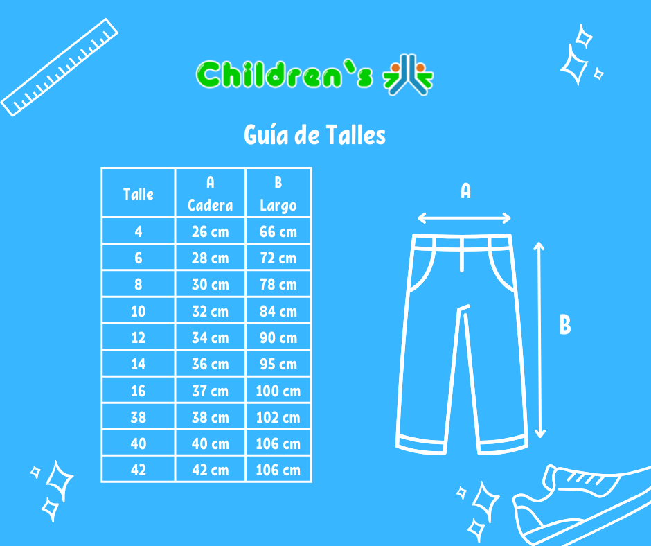 Tabla de talles — Pantalon Colegial - Comunion Ceolon