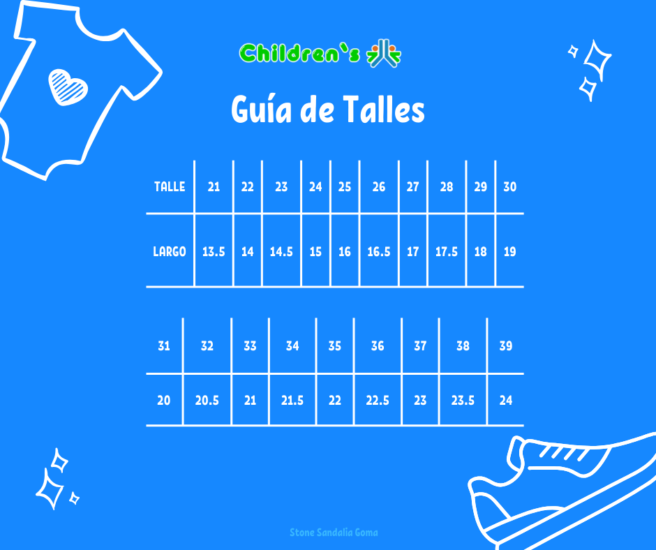 Tabla de talles — Sandalia Todo Goma 2 Velcros