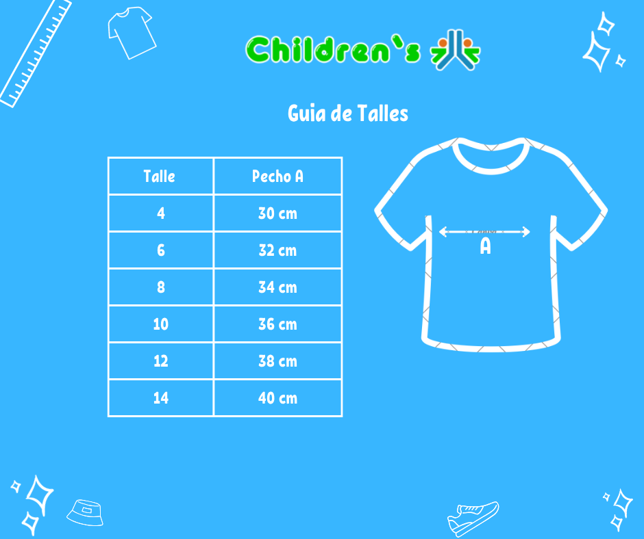 Tabla de talles — Remera Nena Manga Corta Peace
