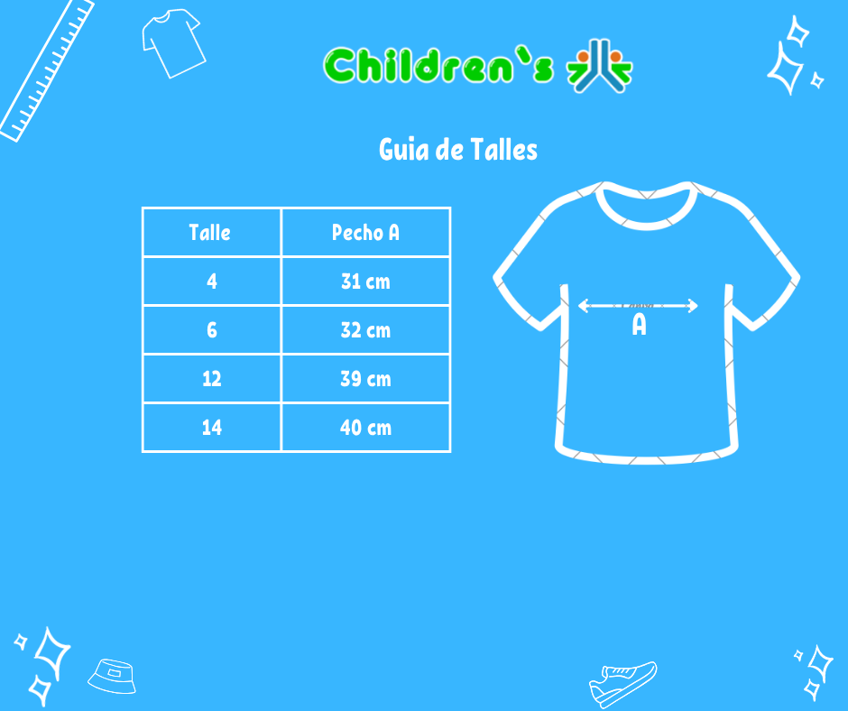Tabla de talles — Remera Nena Manga Corta Love Corazones