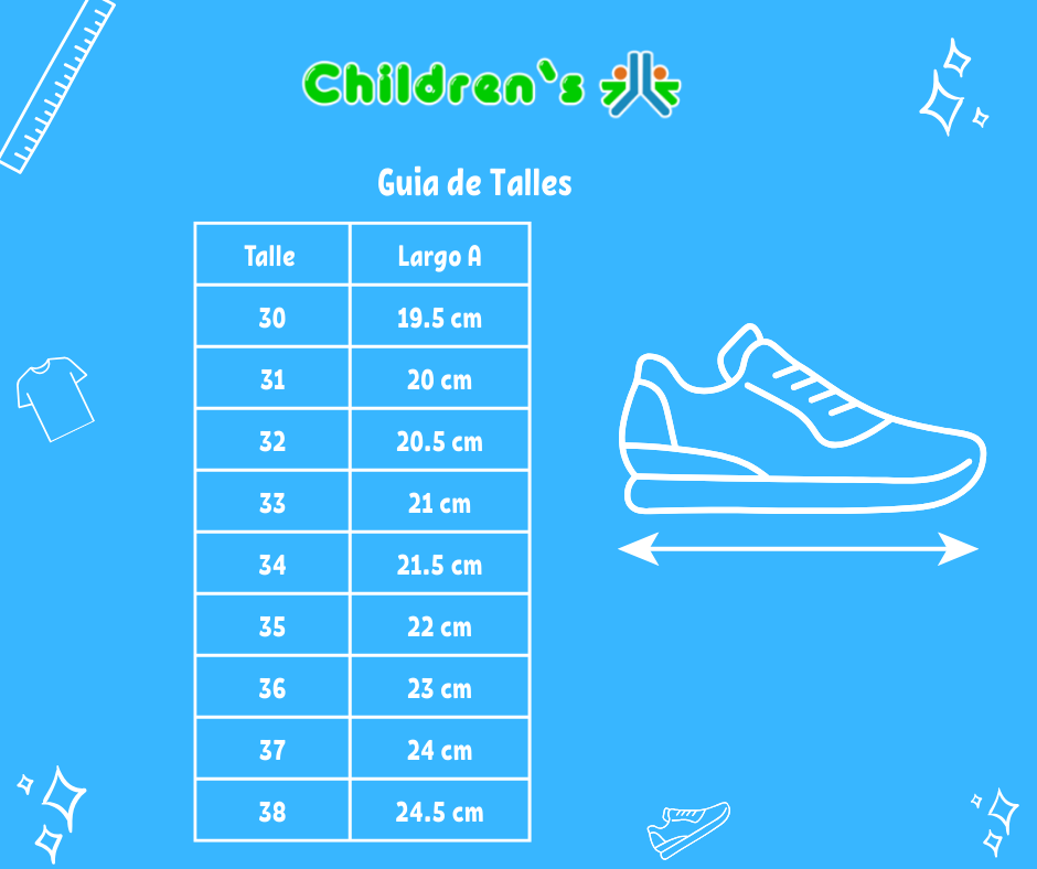 Tabla de talles — Zapatilla Cuero Doble Velcro