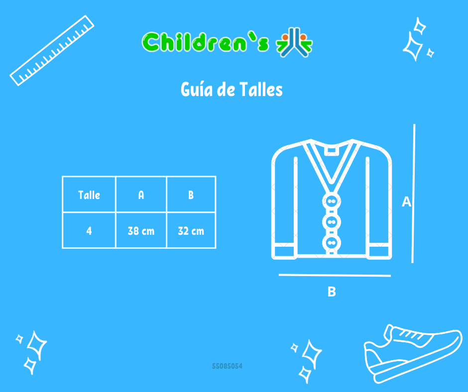 Tabla de talles — Saquito de Cashmilon Escote en V con Punto Ingles