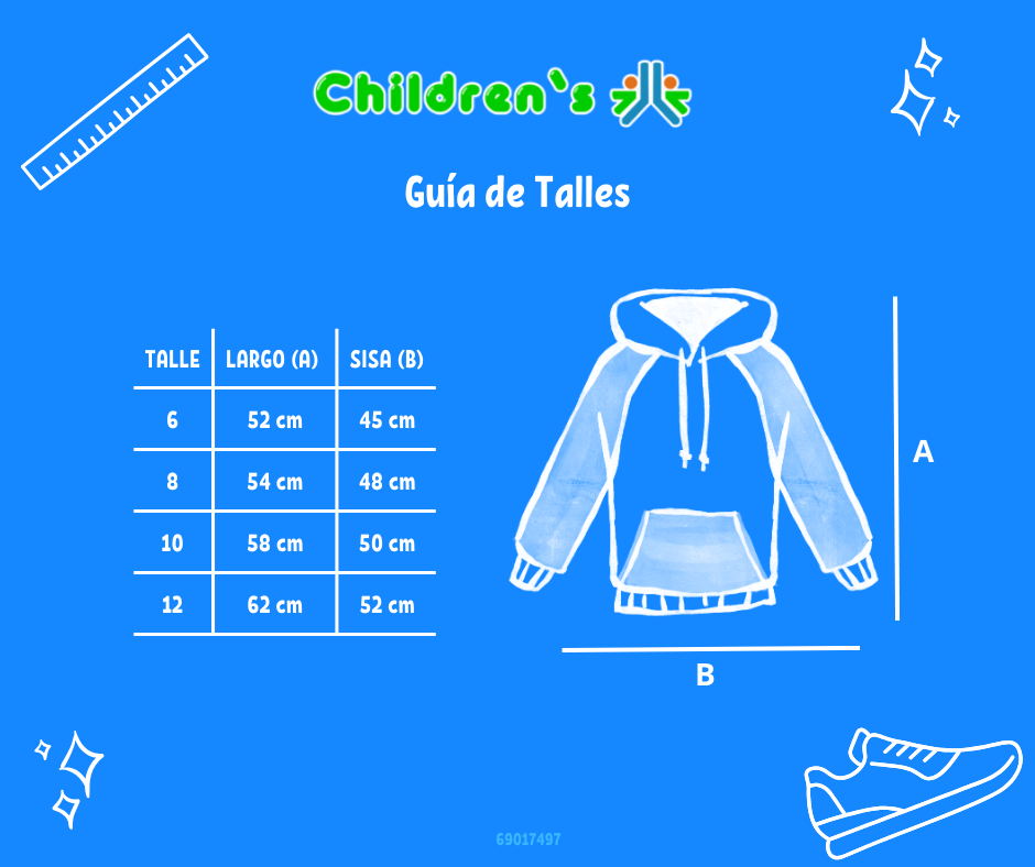 Tabla de talles — Buzo de Friza con Capucha Unicornio