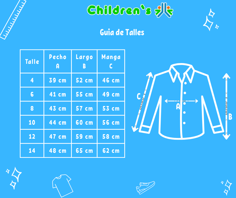 Tabla de talles — Camisa Escocesa Acrocel Manga Larga