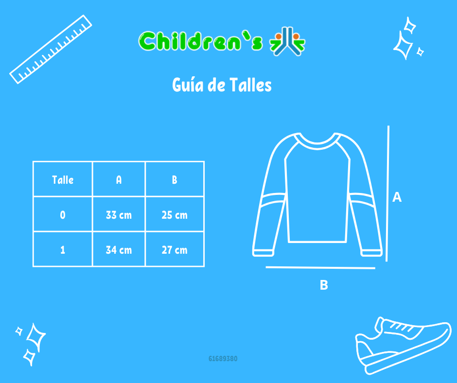 Tabla de talles — Remera Manga Larga RBA mangas de otro color