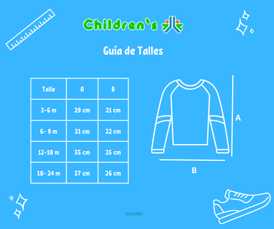 Tabla de talles — Remera Manga Larga Estampado a lunares algodon modal