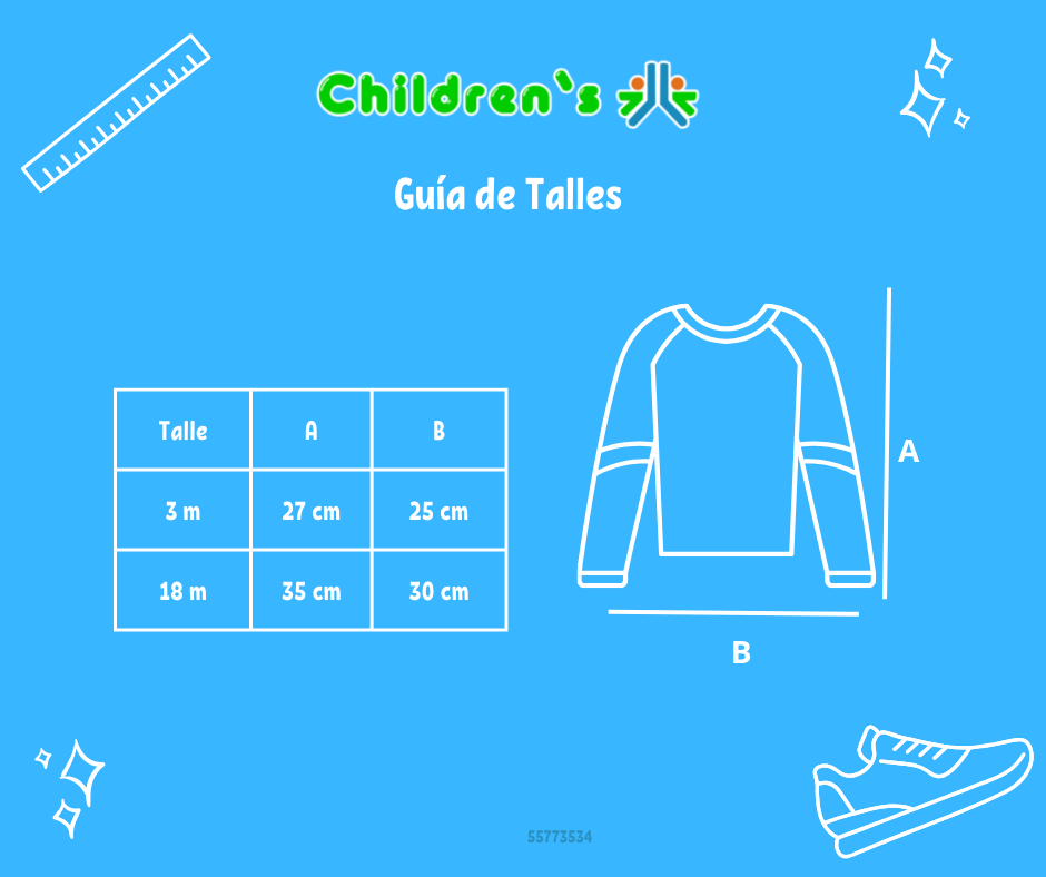 Tabla de talles — Remera Manga Larga Rayada Estampado Gato