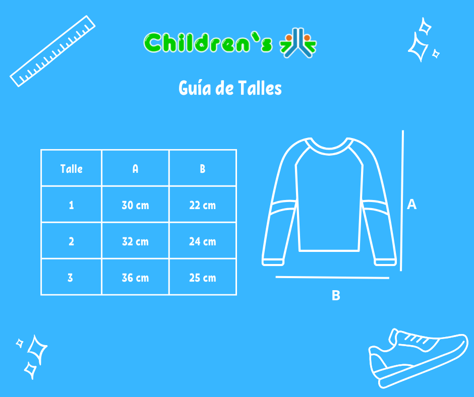 Tabla de talles — Remera Manga Larga Rayada con broche Varon