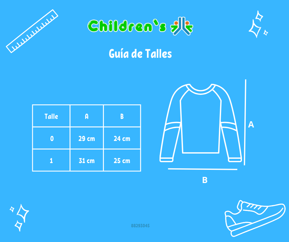 Tabla de talles — Remera Manga Larga Bordadas Con flores y mangas rayadas