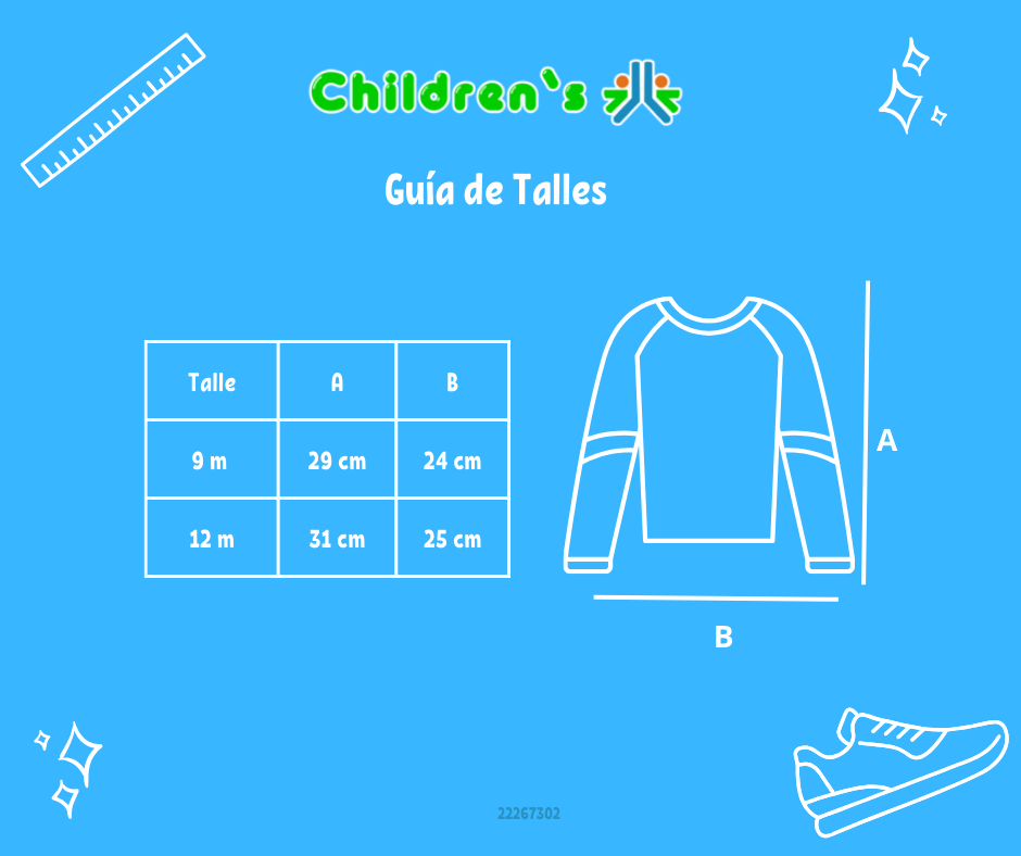 Tabla de talles — Remera manga larga de algodón bordada