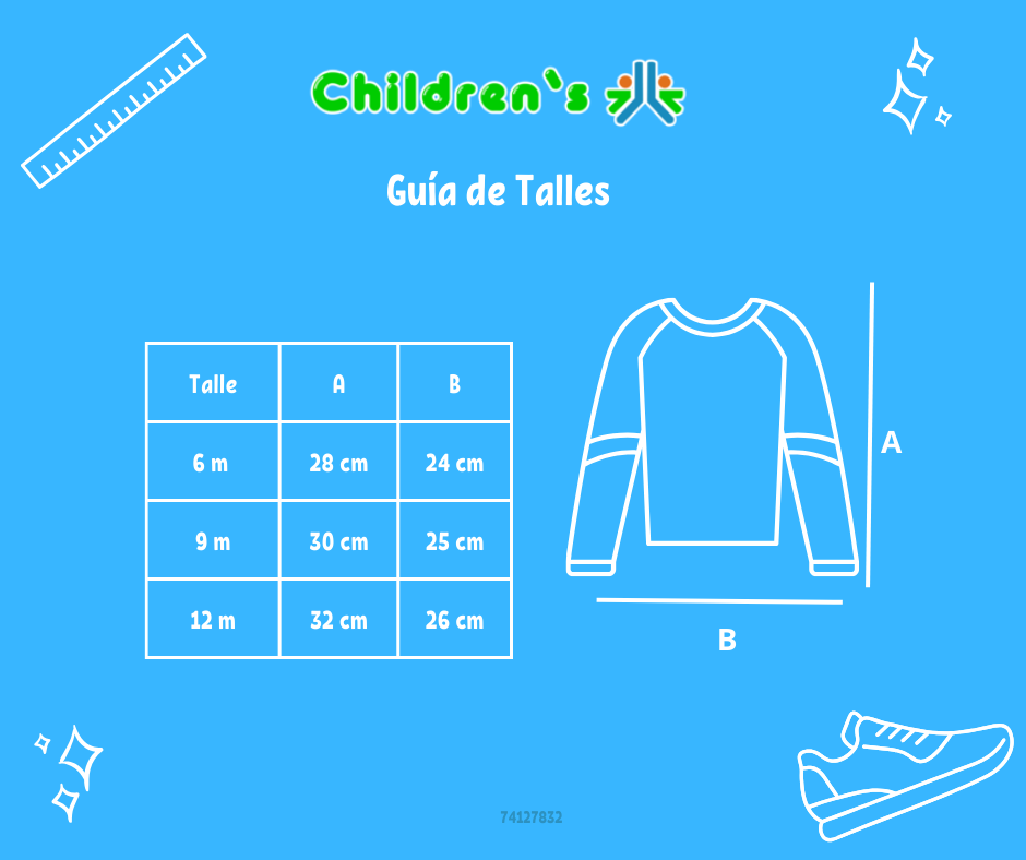 Tabla de talles — Remera Manga Larga franja estampada Osito